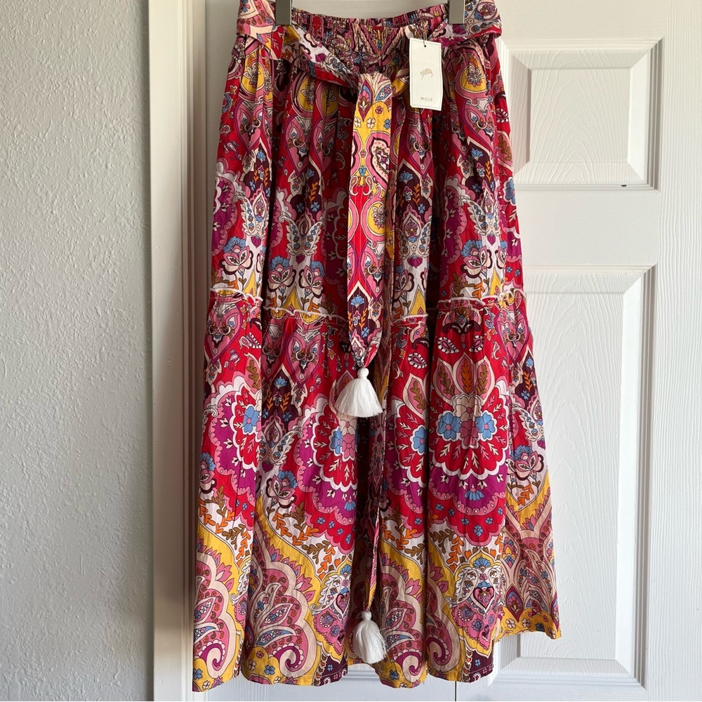 Anthropologie Mille Françoise Zanzibar Midi Skirt | Bright Floral Boho Skirt - Picture 14 of 16